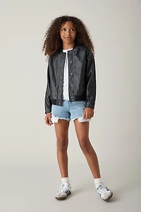 Hello Franki Vegan Leather Bomber Jacket for Girls