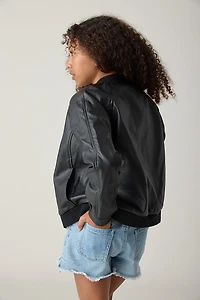 Hello Franki Vegan Leather Bomber Jacket for Girls