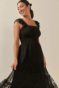 Sandra Lace Tulle Midi Dress