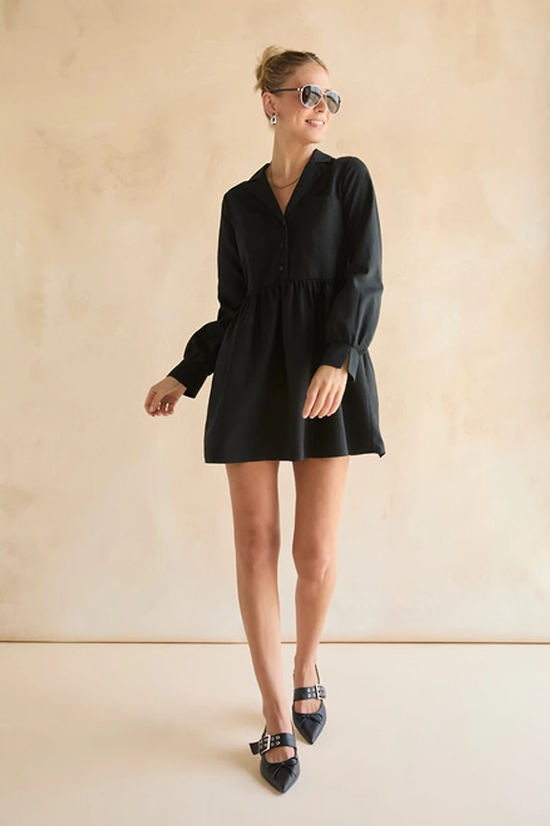 Marilyn Button Collared Swing Mini Dress