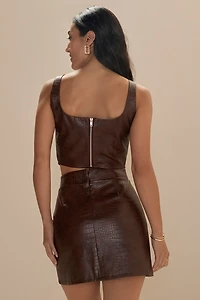 Serena Snake Embossed Vegan Leather Mini Skirt