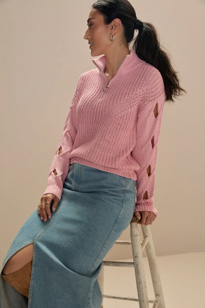 Michele Zip Pullover Sweater