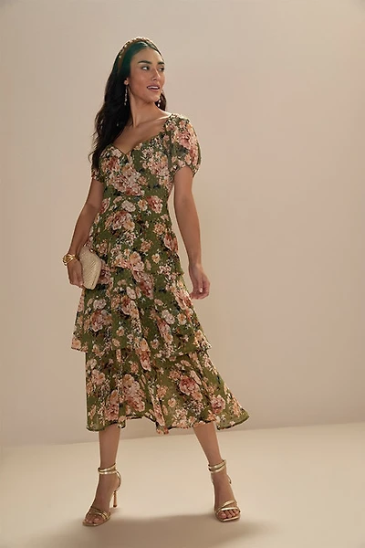 Sierra Floral Multi Tiered Dress