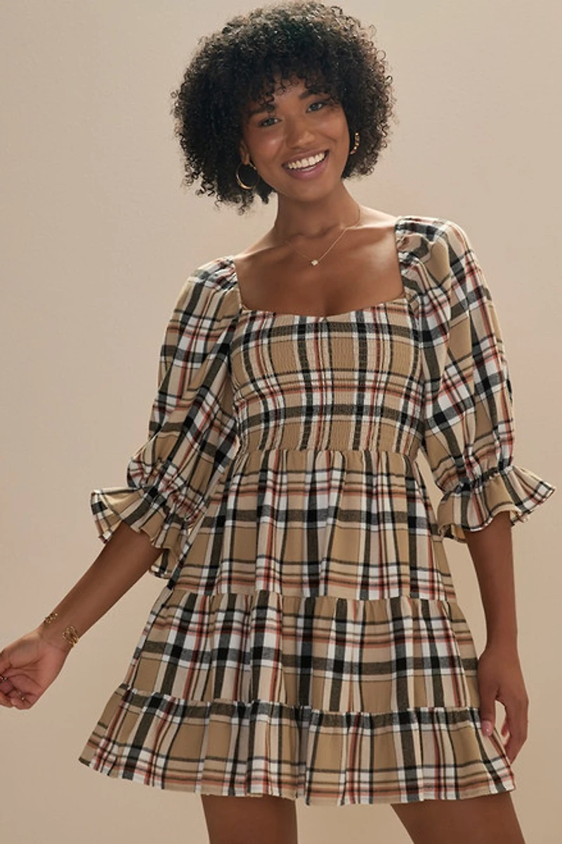 Alisya Plaid Swing Dress