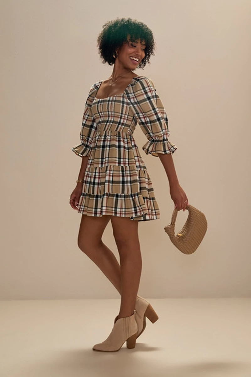 Alisya Plaid Swing Dress