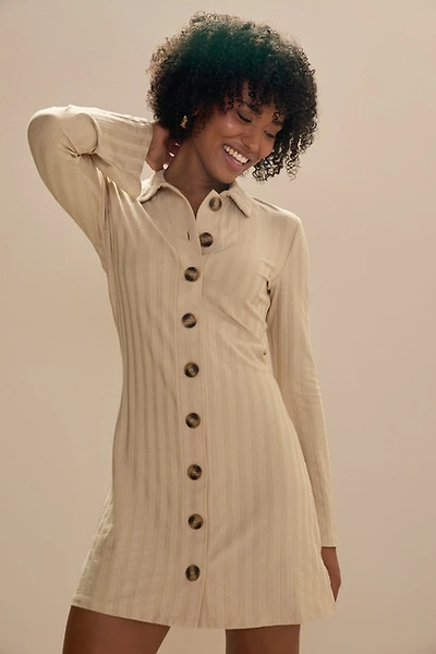 Cam Button Up Long Sleeve Mini Dress