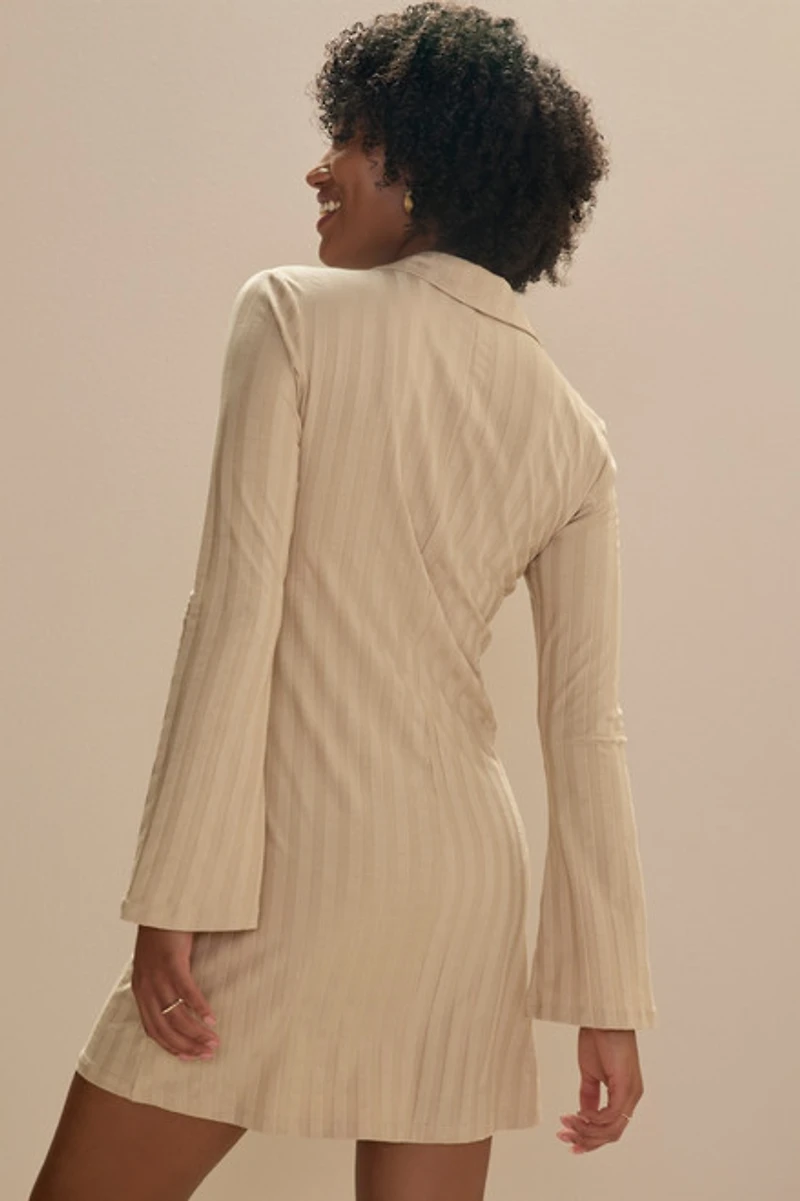 Cam Button Up Long Sleeve Mini Dress
