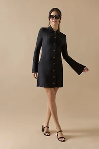 Cam Button Up Long Sleeve Mini Dress