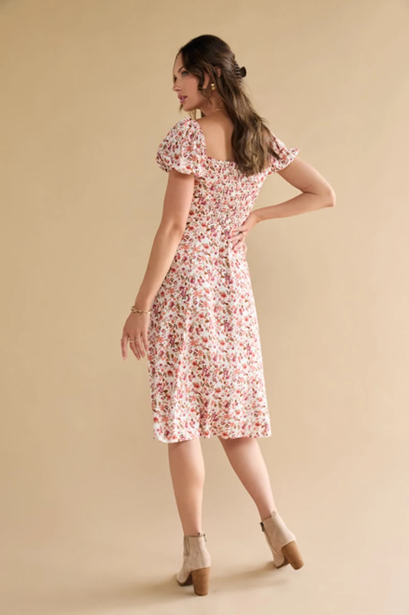 Shirley Puff Sleeve Midi Dress