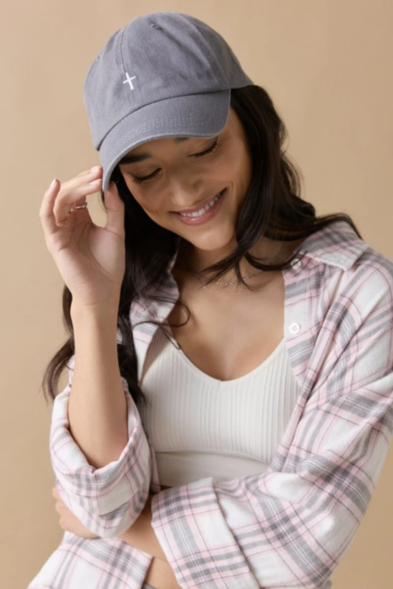 Fae Tiny Embroidered Cross Baseball Hat