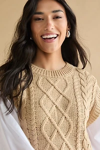 Amora Towfer Cable Vest Pullover Sweater