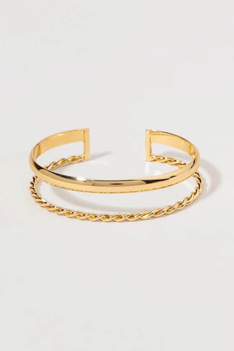 Natasha Dual Design Gold Cuff Bracelet