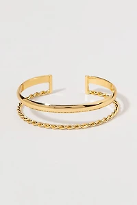Natasha Dual Design Gold Cuff Bracelet