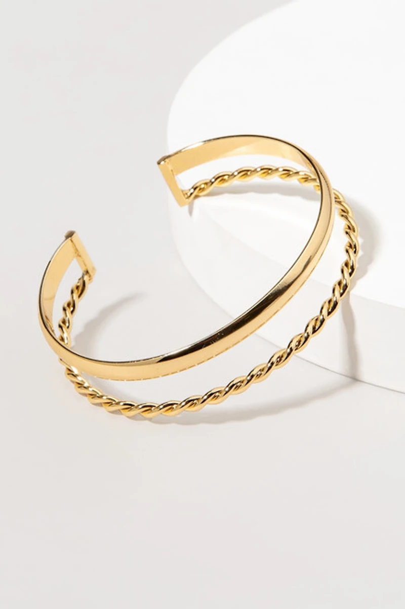 Natasha Dual Design Gold Cuff Bracelet