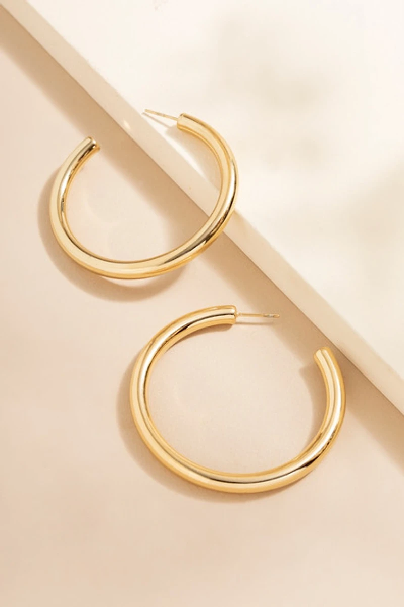 Jeannine Stainless Steel Tube Hoop Earrings