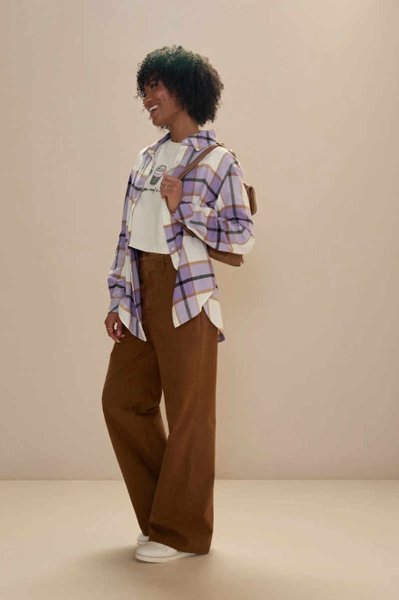 Trisha Clean Hem Plaid Top