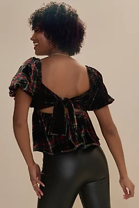 Viola Puff Sleeve Velvet Blouse
