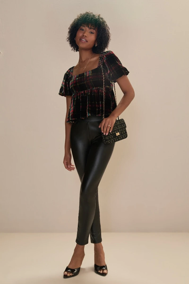 Viola Puff Sleeve Velvet Blouse