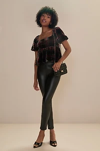 Viola Puff Sleeve Velvet Blouse