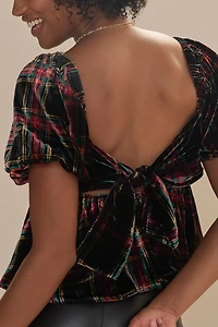 Viola Puff Sleeve Velvet Blouse