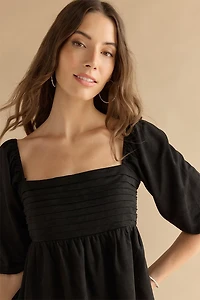 Trixie Suede Pleated Blouse