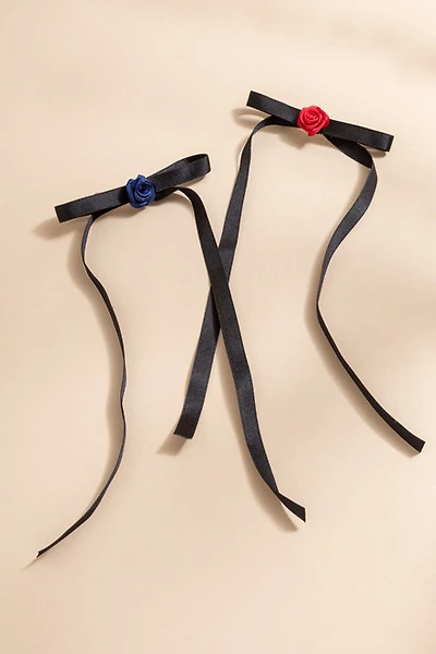 Allie Thin Rosette Bow Hair Barrette Pack
