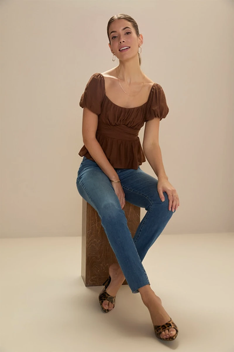Athena Square Neck Bow Back Blouse