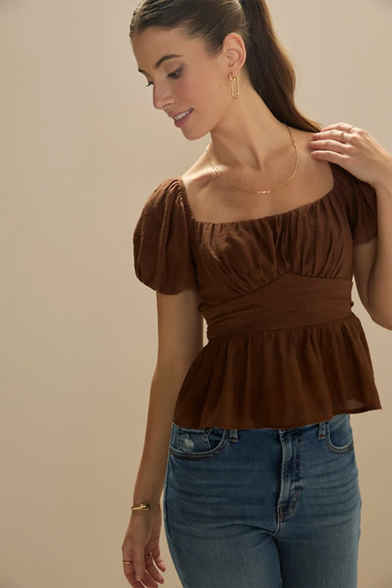 Athena Square Neck Bow Back Blouse