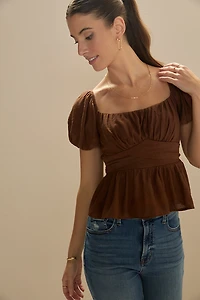 Athena Square Neck Bow Back Blouse