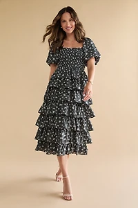 Alissa Multi Tiered Floral Midi Dress