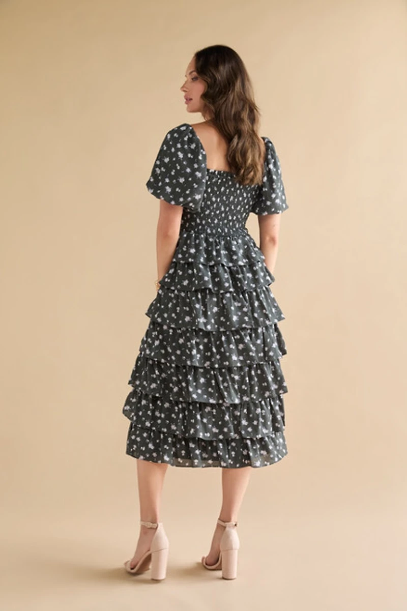 Alissa Multi Tiered Floral Midi Dress