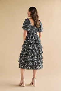 Alissa Multi Tiered Floral Midi Dress