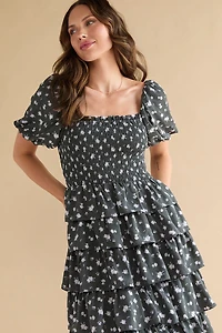 Alissa Multi Tiered Floral Midi Dress