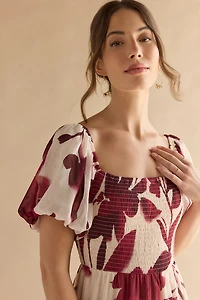Kristy Puff Sleeve Tiered Midi Dress