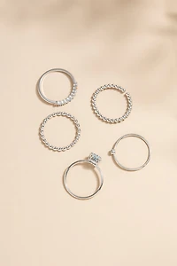 Raquel Mixed Style Silver Ring Set