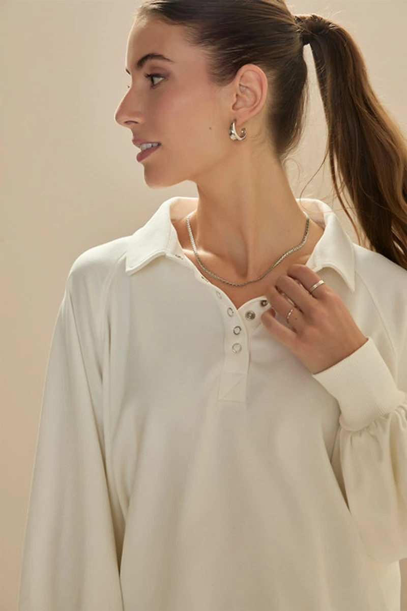 Madelyn Oversized Snap Button Sweatshirt