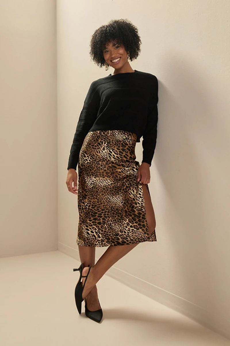Lexy Leopard Satin Skirt