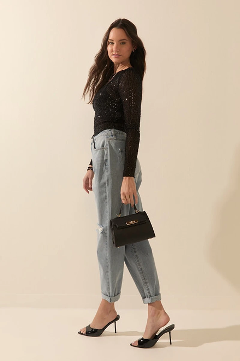 Tisha Long Sleeve Sequin Top