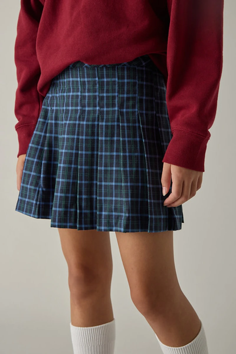 Hello Franki Pleated Navy Plaid Skirt for girls