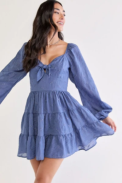 Bridgette Jacquard Tie Front Mini Dress
