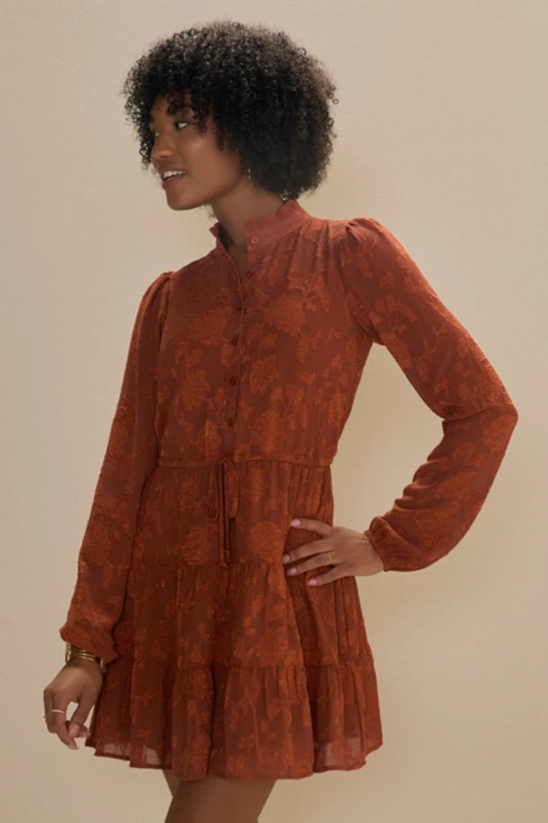 Kerry Jacquard Cinch Waist Mini Dress
