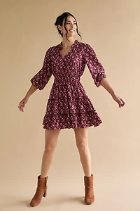 Angelica Floral Cinch Waist Mini Dress