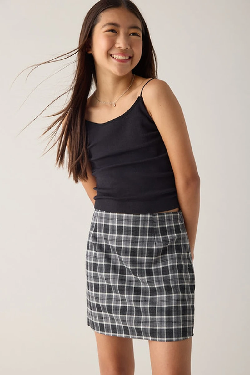 Hello Franki Plaid Black and White Skort for girls