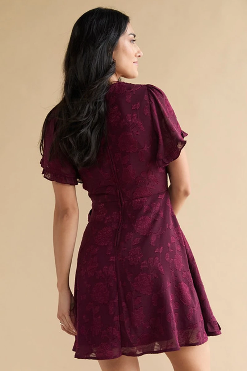 Kimberly Ruffle Hem Floral Wrap Mini Dress