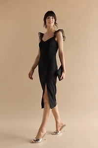 Clare Chiffon Ruffle Strap Midi Dress