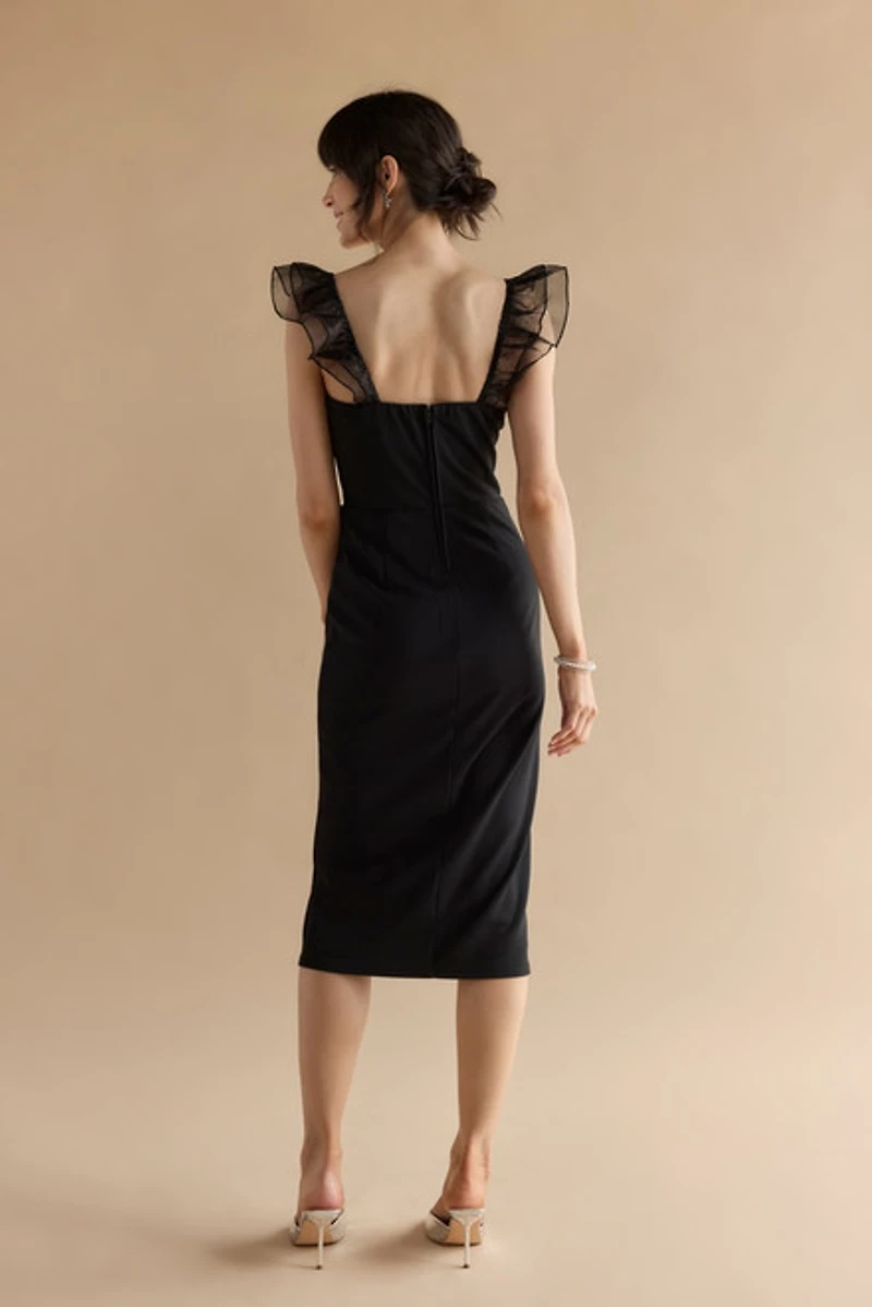 Clare Chiffon Ruffle Strap Midi Dress