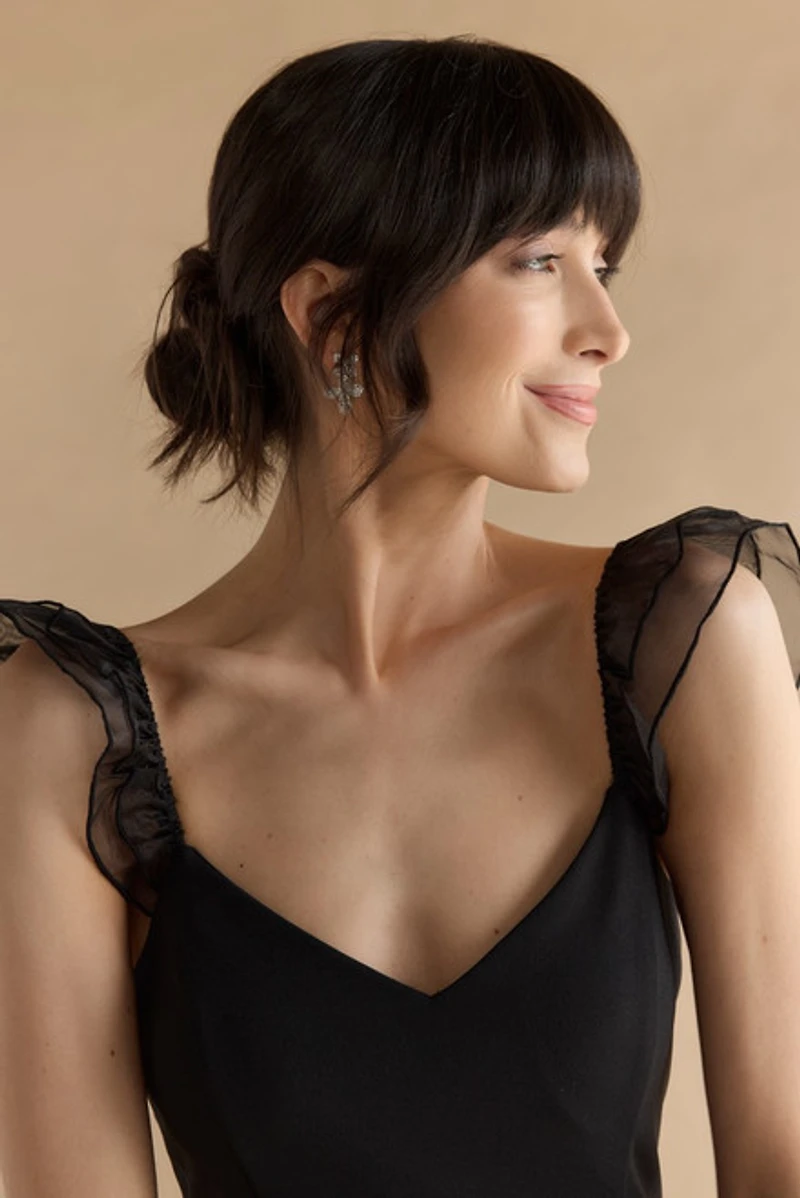 Clare Chiffon Ruffle Strap Midi Dress