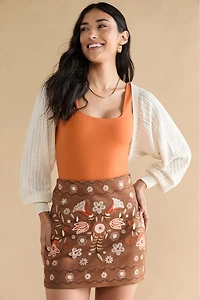 Ines Floral Embroidered Mini Skirt