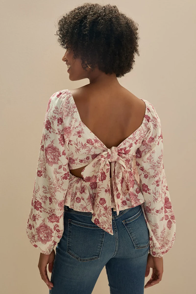 Leah Long Sleeve Bow Back Blouse