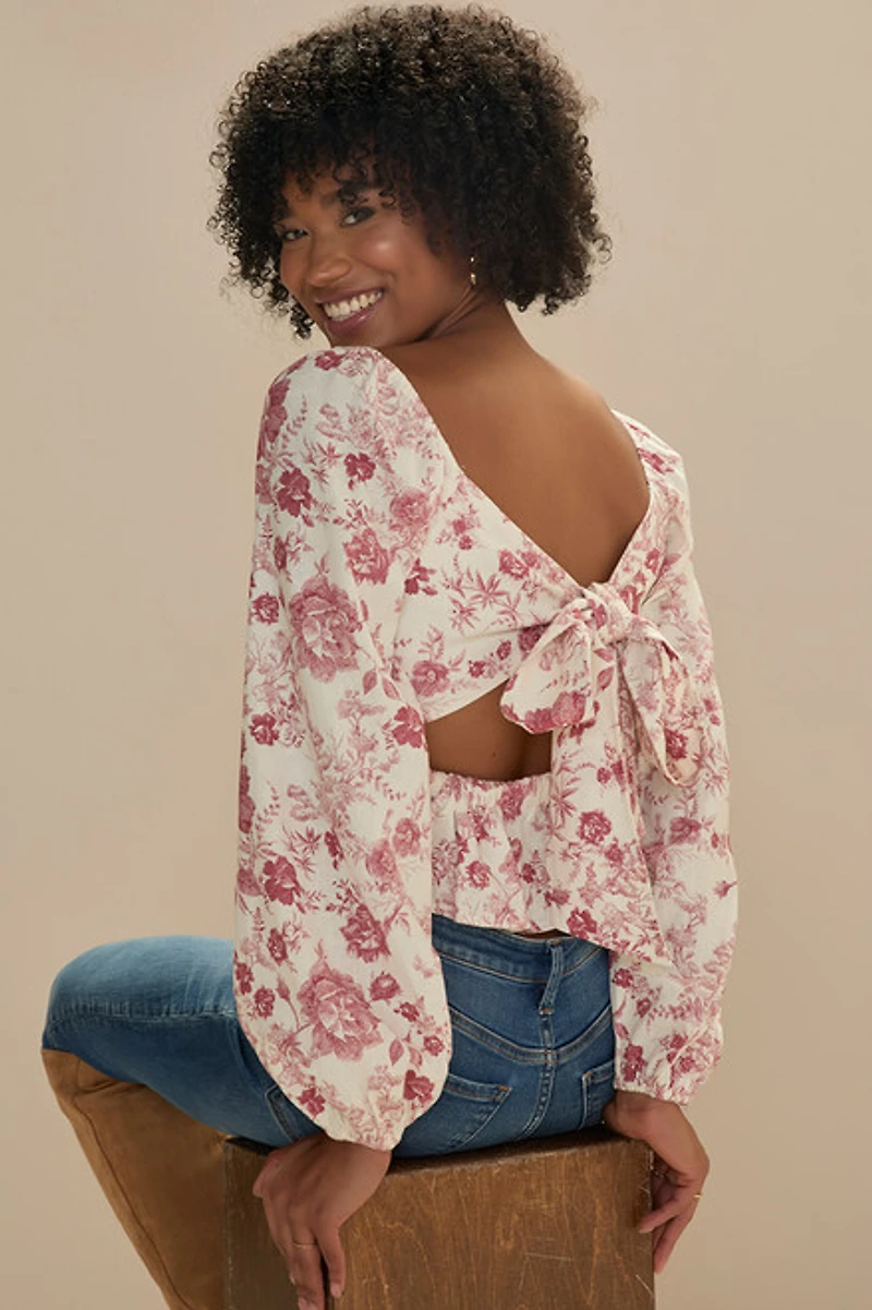 Leah Long Sleeve Bow Back Blouse